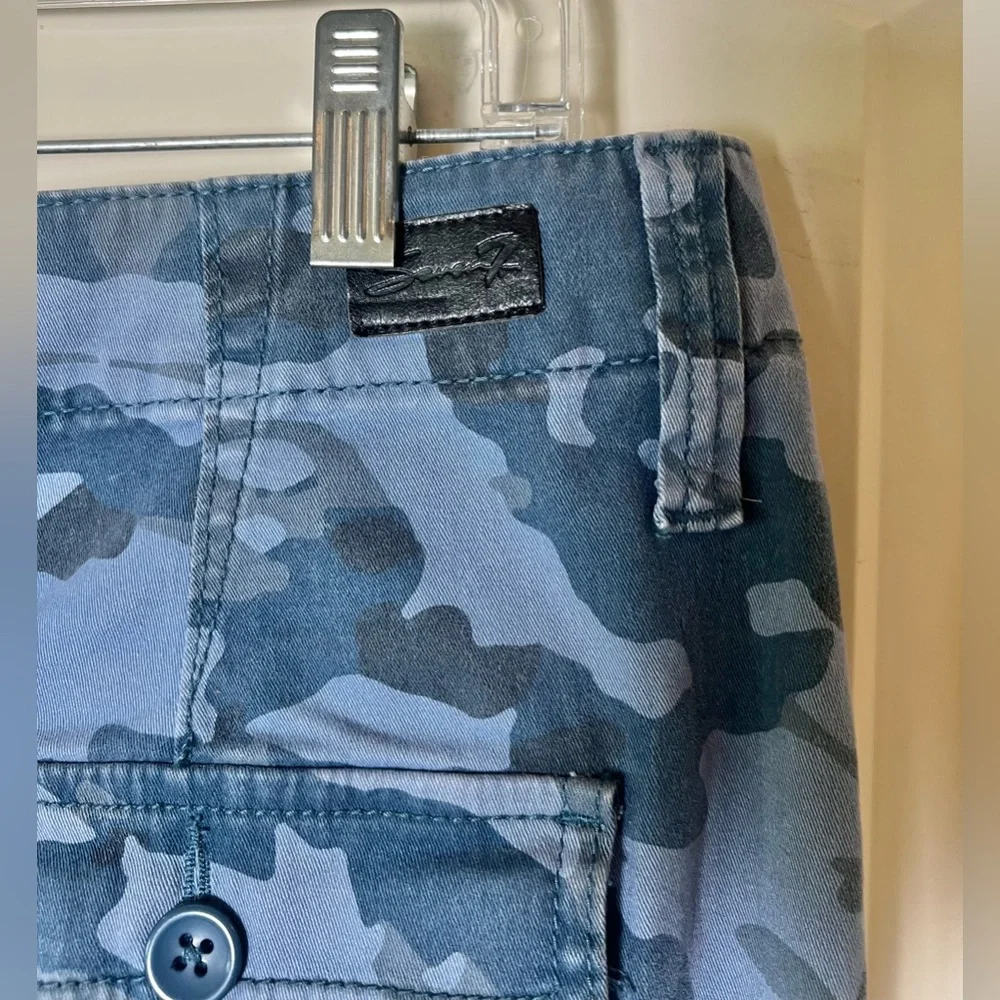 7 For All Mankind Blue Camo Cargo Mini Skirt Sz 12 Y2K Streetwear Utility Gorp